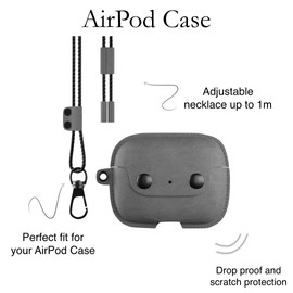 Woodcessories - AirPods Pro Leather Case with Necklace, AirCase (Grey)