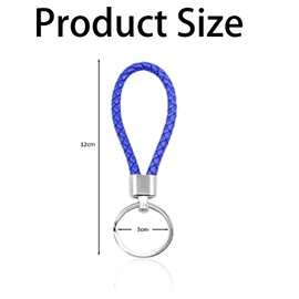 LMOGWL 12 Pieces Leather Rope Key Chain, Portable Braided Key Chain, Handmade Braided Strap Key Chain for Car Keys, Colourful Key Fob for Men and Women, silver