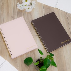 College Ruled Spiral Notebook for Work 120 Sheet Aesthetic School Supplies Hard Cover Spiral Notebook Journal Includes Practical Stickers (Dark Red)