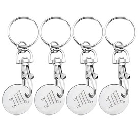 Uskerb 4-Pack Metal Shopping Cart Coin Keychains – Trolley Token Keyrings for Hassle-Free Grocery Shopping