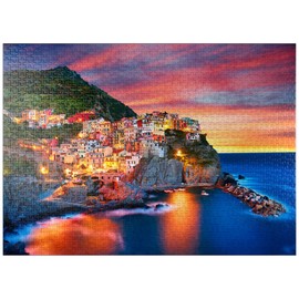 Famous Town of Manarola in Italy - Cinque Terre Liguria - Premium 1000 Piece Jigsaw Puzzle for Adults