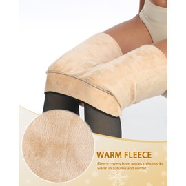 CHRLEISURE Women's Fleece Lined Tights - Fake Sheer Warm Pantyhose Thick Leggings(TR 2BlackBrown, M/L)