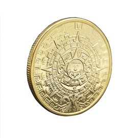 Voocye Mayan Civilization Aztec Calendar Coin 40mm Diameter (1 Gold)
