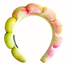 Spa Headband for Women, Sponge Terry Cloth Head Band for Women,Padded Hair Band Cute Headwear Gifts Suitable for Face Wash (Pink-Green Gradient, 1 Pack)