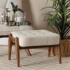 Baxton Studio Jeanine Japandi Cream Boucle Fabric and Walnut Brown