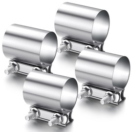 MorningRo 4 Pcs 3 Inch Exhaust Clamp Stainless Steel Exhaust Pipe Muffler Clamp Butt Joint Band Sleeve Coupler for Pipes Muffler Connections, Catalytic Converters