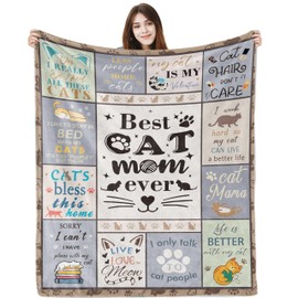 Cat Mom Gifts for Women Blanket 60"X50",Gifts for Cat Lovers for Mothers Day Birthday Christmas,Funny Cats Themed Blanket for Women,Best Cats Mom/Lady/Girls Presents