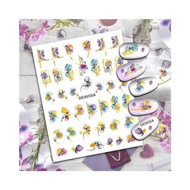 Laser Gold Tulip Flowers Nail Sticker Iris Flower Ladybug Butterfly Nail Sticker De005Sa Nail Wraps Art Stickers Manicure Supplies for Women for Home Nails Full Long Lasting Easy Apply and Remove