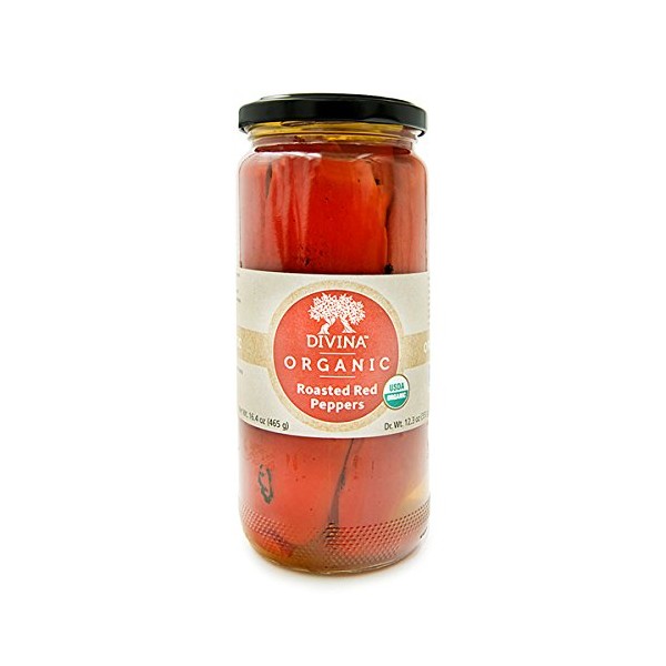 Divina Organic Roasted Red Peppers, 12.3 Oz. (Case of 6)