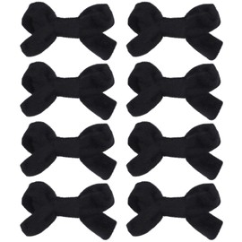 Motique Accessories Black Faux Fur Hair Bow Hair Clip With Alligator Clip - Set of 8