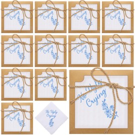 Kajaia 12 Sets Wedding Handkerchief Embroidered Handkerchief with Scallop Lace Edges Fun Gifts for Wedding Day Bride(No Ugly Crying)