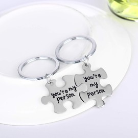 MADHAHEFU Couple Keyrings Boyfriend Girlfriend Gift Husband Keychain Valentine Day Gift Love Puzzle Jewellery (you're my person)