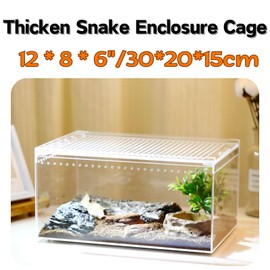 Magnetic Acrylic Large Enclosure, 12 x 8 x 6 Reptile Tank Enclosure, Reptile Breeding Box, Terrarium Cage for Snake,Hermit Crab,Frog Insect Tarantulas Amphibians