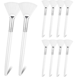 10 Cepillos de Abanico,Pinceles para Máscara Facial,Cepillo de Abanico Suave, Cepillo Aplicador de Ácido, Cepillo de Maquillaje Cosmético, Herramientas Aplicadoras para Barro Crema MáScara de Pelar NiñAs (Blanco)