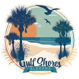 Gulf Shores Alabama Design B Souvenir Vinyl Decal Sticker 2-Inch