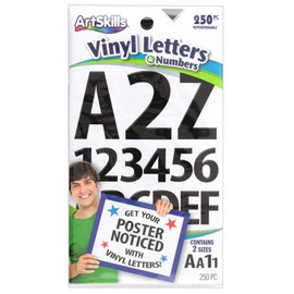 ArtSkills Black Vinyl Poster Letter Stickers and Numbers, 1-Inch and 2-Inch, Assorted, 250-Count (PA-1349)