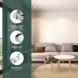 ledscom.de 6 pcs. recessed Ceiling Frame Fere, Round, Glossy Chrome (GU10/MR16/GU5.3/50mm) incl. GU10 Socket
