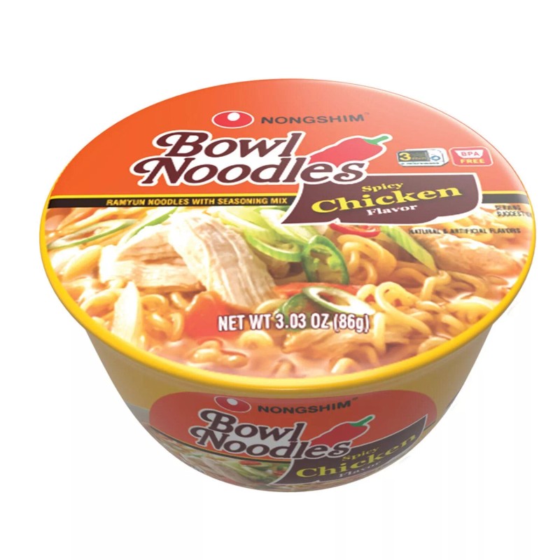 Nongshim Spicy Chicken Ramen Noodle Soup Bowl (3.03 oz., 12
