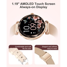 Smart Watches for Women, 1.19" HD Fitness Tracker Watch with Blood Pressure/Heart Rate Monitor, Bluetooth 5.2 Answer/Make Calls Smart Watch for Android/iOS Phones, IP68 Waterproof Fitness Watch
