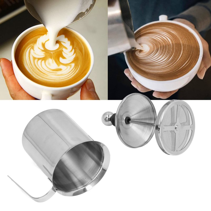 Manual Milk Frother, 27oz Stainless Steel Hand Pump Milk Frother