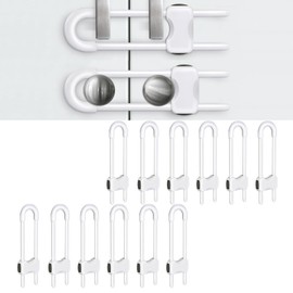 Baby Proofing Cabinets,Cabinet Locks for Babies,12 Pack U-Shaped Child Locks for Cabinets, Child Proof Cabinet Latches,Child Safety Cabinet Locks with Adjustable by SPISPI (White)