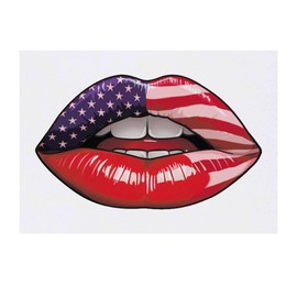 'American Flag Lips' Temporary Tattoo - Water Resistant, Skin-Safe, Non-Toxic Transfer (TO00083971)