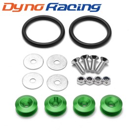 Aluminum Universal CNC Billet Quick Release Fasteners Kit Compatible with Car Bumper Trunk Fender Hatch (Green)