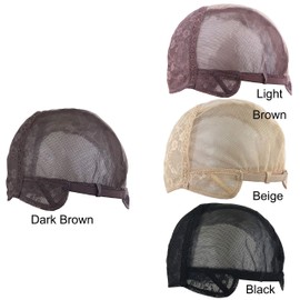 Doubel Swiss Lace Wig Cap for Making Wigs with Adjustable Straps on the Back Glueless Hairnets (Dark Brown, Small 21.5inch)