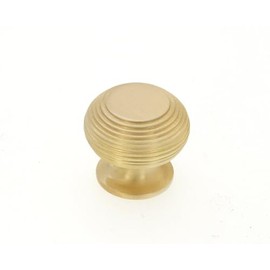 Infinity Decor Victorian Style Satin Brass Beehive Reeded Cupboard Knob 40mm – Solid Brass Pull Handle Suitable for Furniture Wardrobe Cabinet Doors