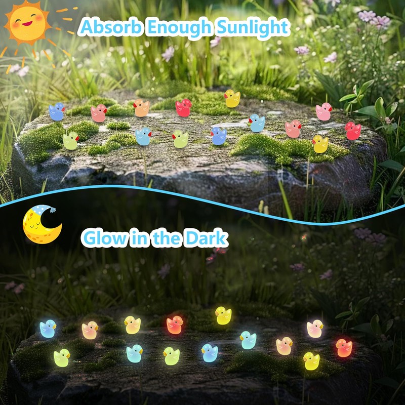 Pack of 100 Mini Luminous Ducks, 10 Colours Mini Ducks