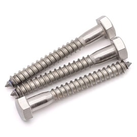 M8 x 65mm Hex Lag Screws, 304 Stainless Steel 18-8, Partial Thread Coverage, 10 pcs