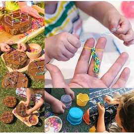 6000-Pack Rubber Loom Bands Making Kit,50PCS S-Clips10-Hooks,Colorful Rubber Bands Refill Kits for Weaving DIY Crafting Gift (White)