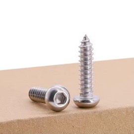 M5 x 45mm (40 pcs) Button Head Socket Cap Sheet Metal Screws, 304 Stainless Steel 18/8, Allen Hex Drive 3mm, Wood Screws with Self Tapping Point
