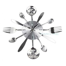 Timelike Reloj de Pared para Cubiertos de Cocina de 14 Pulgadas con cucharas, Tenedores y Cuchillo, Moderno Reloj de Pared 3D para decoración del hogar y Bonitos Regalos