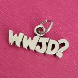 D Sterling Silver What Would Jesus Do Phrase WWJD? 3D Charm Pendant 925 USA New