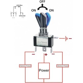 12 V 20 A Toggle Switch On/Off On 3 Position Rocker Switch Blue LED 4P SPDT 4-Pin Rocker Toggle Switch Small for Car Truck Boat