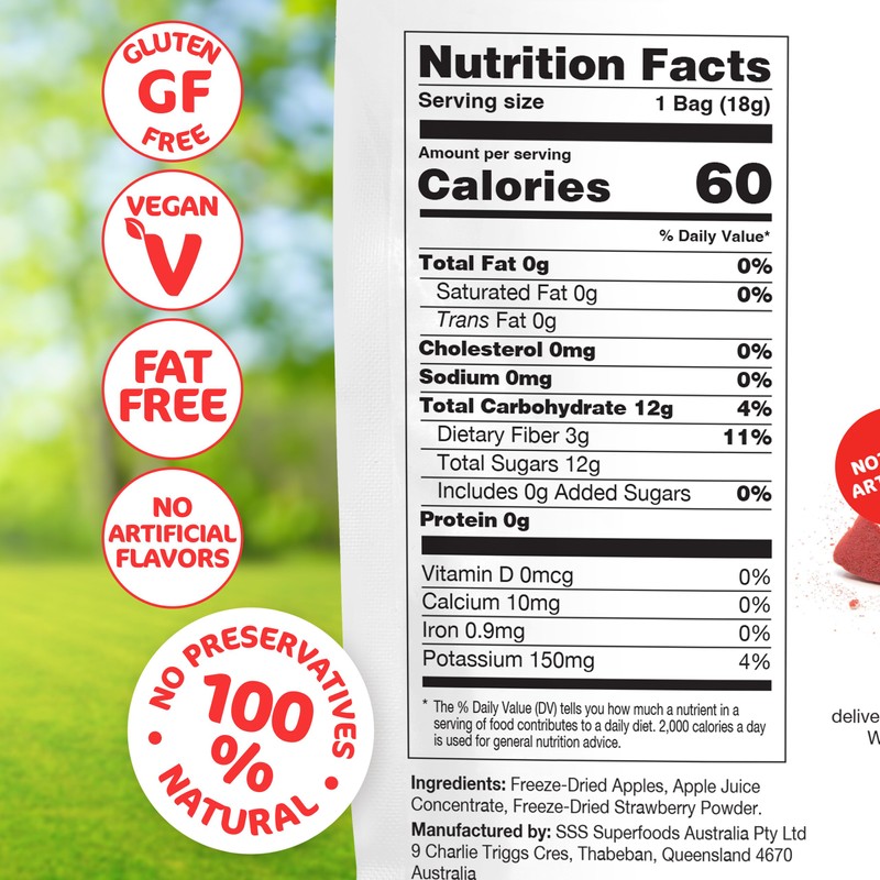 Happles Freeze Dried Apples with Strawberry Fruit Powder – 100%