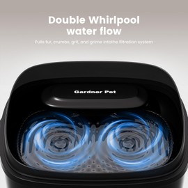 Gardner Pet Dog Bowls 1 Gallon Pet Water Fountain, Vortex Dog Water Bowl Dispenser, Ultra Quiet Automatic Cat Fountain with Filter, Splash-Proof, Without Adapter (UV, Black)
