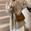 POAPRRD Suede Bags for Women, Brown Suede Handbag Hobo Crescent
