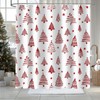 AIBIIN Christmas Shower Curtain Red Xmas Tree Stars Bath Curtains