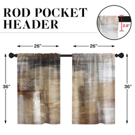 Emvency Farmhouse Kitchen Curtains Brown Abstract Window Curtains Short Tier Curtains Over Sink, Modern Art Painting Decor Rod Pocket Window Drapes Set of 2 (26x36 Inch)