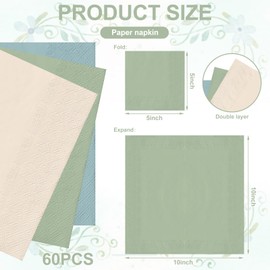JarThenaAMCS 60Pcs Blue Green Cocktail Napkin Avocado Green Retro Sea Blue Apricot Disposable Napkins Paper Beverage Napkin for Baby Shower Goose Theme Birthday