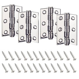 Liooce Pack of 4 Hinge, Foldable, 75 mm x 50 mm, Stainless Steel Hinges with Screws, Door Hinge Hinge, Stainless Steel Piano Band