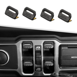 Jimen for JL/JT Window Button Cover, 4 Pack Window Switch Cover Trim Interior Accessories Compatible with Jeep Wrangler JL and Gladiator JT 2018-2023, Aluminum Alloy (Black)