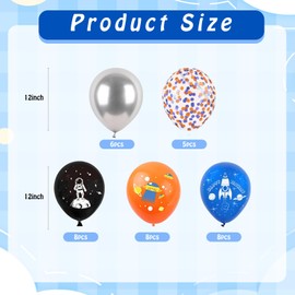 35 Stück Weltraum Luftballons Geburtstag, Astronauten Luftballon, Raumschiff Ballon, Latex Ballons Konfetti Luftballons, Weltraum Helium Ballon für Baby Geburtstag Shower Weltraum Themen Party Deko