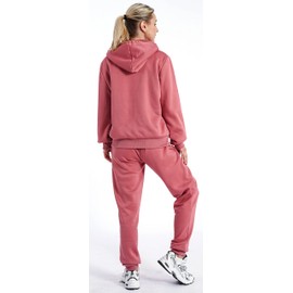 LeeHanTon Sherpa 2 Piece Gym Workout Sets for Women Warm Zip Up Hooded Sweatshirt & Sweatpants Matching Sweat Suit Mauve 1XL Plus Size