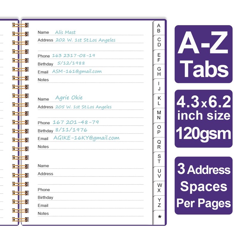 Address Book with Alphabetical Tabs - Telephone & Address Book