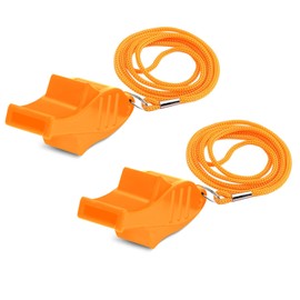Plume'CHJ Whistle, 2-Pack Fish Shaped Pearl-Free Plastic Whistle with Lanyard，Sports Referees, and Officials，Camping, Emergency Callingreferee Coach Whistle (Orange)