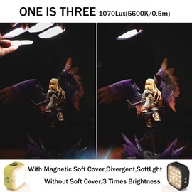 IFOOTAGE LED RGB Photography lighting, Video Light for Camera,CRI 95+,2800k~10000k,2000mAh 1070lux,RGB Portable Mini Light,Soft Cover,Black