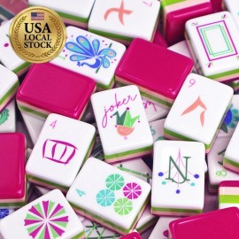 1.24*0.91*0.63 Inch Beach Supplies New Travel 4 Layer Engraved Acrylic Luxury 160 Rose Red Set America Mahjong TilesSize: 1.24*0.91*0.63 Inch, Color: Violet